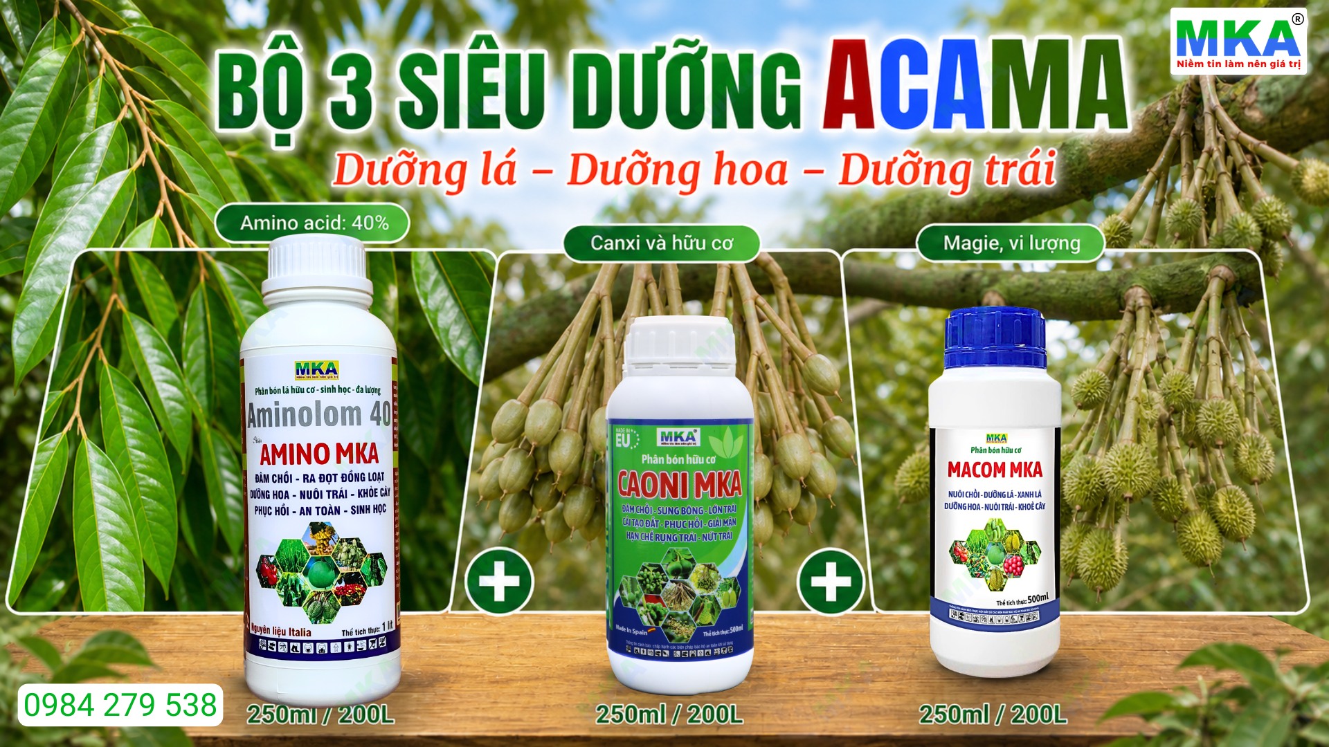 Phân bón lá bộ 3 siêu dưỡng ACAMA MKA